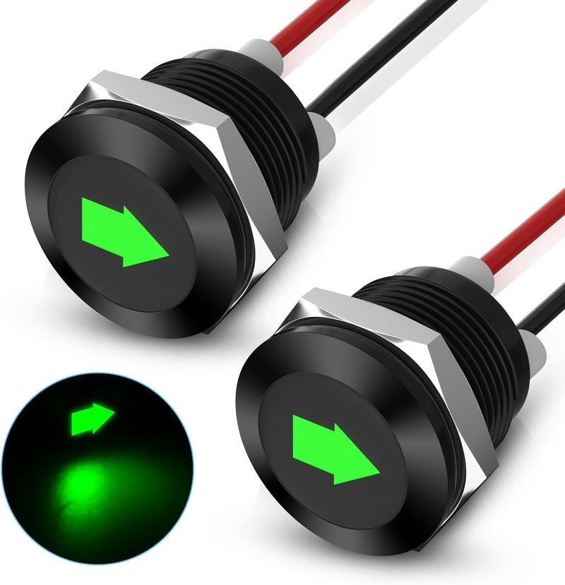 Linkstyle 2PCS 12V ضوء مؤشر LED، مقاوم للماء 1/2" قطع لوحة ضوء إشارة يسار/يمين مع أسلاك 310MM 26AWG للسيارات والشاحنات - Image 1